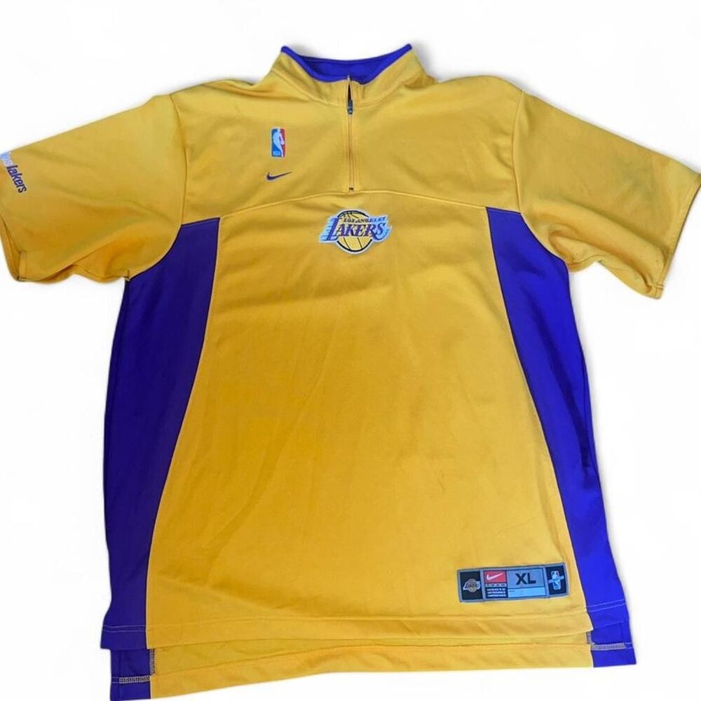 Vintage Nike Team Men's NBA Los Angeles Lakers Quarter Zip Warm Up Jersey SZ XL